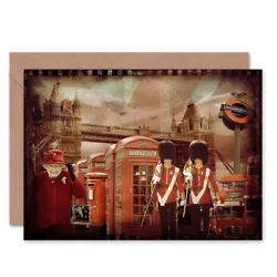 Buy Birthday Painting Red London Collage Blank Greeting Card With Envelope • 4.42£
