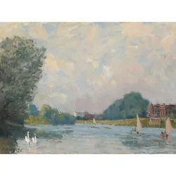 Buy Alfred Sisley The Thames At Hampton Court Painting Wall Art Canvas Print 18X24 • 17.48£