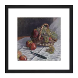Buy Alfred Sisley Apples And Grapes In A Basket Painting Square Framed Art 8X8 In • 16.99£