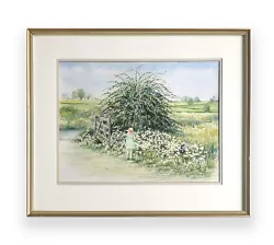 Buy Sally Collins - Original 1990 Watercolour - As The Cuckoo Sang - Cottage Core • 68£