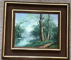 Buy Artist Kingswood Contemporary Small Framed Oil On Canvas Mist Summer River Scene • 12£