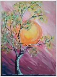 Buy Tree And Echo  Nature  Landscape Acrylic Painting Original Art 11x8 • 34.73£