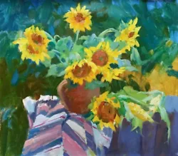 Buy Oil Painting Sunflower Still Life Ukrainian Painter Canvas Framed Original Art • 590.62£