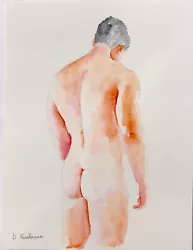 Buy 12x9 Original Hand Painted Artwork Watercolor Painting Man Male Nude Gay 3 • 57.05£