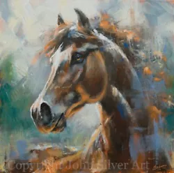 Buy HORSE PORTRAIT ORIGINAL FINE ART PAINTING 12  X 12  By UK Artist JOHN SILVER BA • 32£