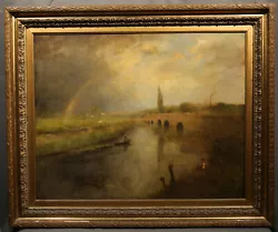 Buy 19th 20th Century American Landscape River Scene Bridge And Rainbow • 9,449.94£