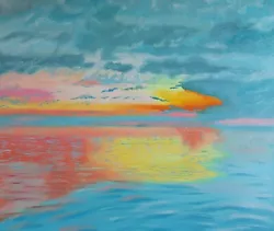 Buy Seascape Sunset Oil Painting On Canvas - Large -Unframed - Rolled Canvas • 100£