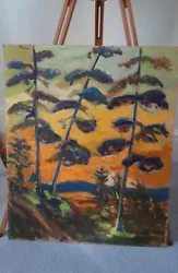 Buy Trees Yellow Sunset, Oil On Board • 12.50£