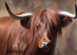 Buy Highland Cow  Art Print Painting Limited Edition Signed NEW DESIGN • 5.50£