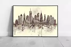Buy Painterly City Of New York NYC USA Landmarks Spray Paint Skyline Wall Art Print • 6.43£