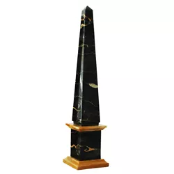 Buy Obelisk Classic Marble Black Portoro & Yellow Sienna Sculpture Table H • 170.42£