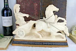 Buy VTG Italian Plaster Roman Gladiator Chariot Statue Horses Group Circa 1970  • 191.95£
