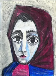 Buy Original Painting Of Jacqueline In Headscarf On Bookcover, Inspired By Picasso • 35£