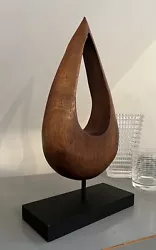 Buy WOODEN ABSTRACT TEARDROP ART SCULPTURE TALL  Carved Large Gallery Display Base • 19.50£