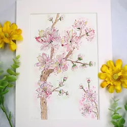 Buy Blossom Original Signed Watercolour Flower Painting, Cherry Blossom Painting • 16.99£