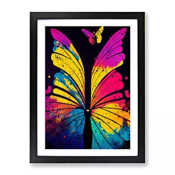 Buy Two Butterflies Painted No.4 Abstract Wall Art Print Framed Picture Poster • 24.95£