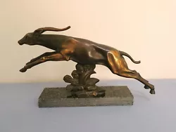 Buy French Art Deco Sculpture Leaping Antelope Signed Limousin, Animal Statue • 90£