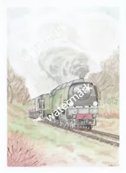 Buy Print Watercolour Painting Steam Engine 34092 City Of Wells Southern Region • 1£