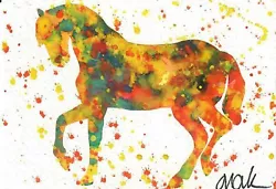 Buy OOAK ACEO WATERCOLOR  RAINBOW HORSE #5  Charity Auction For The Love Of  Paws • 2.89£