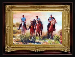 Buy ORIGINAL Oil Painting Handmade Arseni ~ FOUR HORMESTERS 6  X 4  NO FRAME Art USA • 37.20£