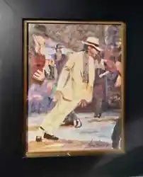 Buy Original Mario Mendoza Michael Jackson Oil Painting Canvas Smooth Criminal Suit • 1,450£