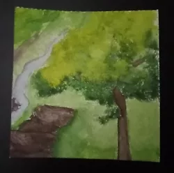 Buy Small Watercolour Painting Of Tree, 4x4 Inches • 2£