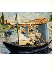 Buy 1961 Vintage Print Edouard Manet Monet Painting In Studio Boat 1874 Fine Art • 23.51£