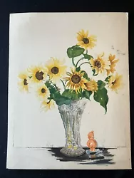 Buy Alfred  Prust Still  Life Flowers  Watercolor Sunflowers 24+19 • 82.88£