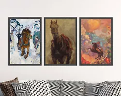 Buy Set Of 3 Horse Posters - Art Print Paintings - Edvard Munch, Odilon Redon Gift • 199£
