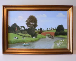 Buy Bernard Carter Geese By Canal Oil Painting British Naive Art Portal Gallery 1987 • 650£