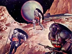 Buy Painting Moon Surreal Fantasy Rocket Ship Alien Harpoon Space Art Print Cc1273 • 11.99£
