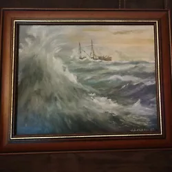 Buy J. R. Clark Signed Original Oil Painting On Board Wild Sea Scene Wooden Frame • 85£