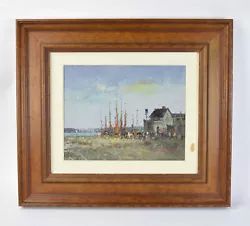 Buy Vintage Impressionist Oil Painting Fishing Village W Boats Signed Morgan • 373.27£