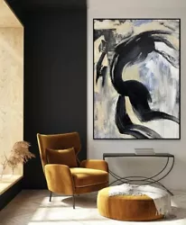 Buy 48 X36 Original Black And White Oil Painting On Canvas Abstract | ABSTRACT NAKED • 850.93£