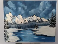 Buy Bob Ross Style Oil Painting- Blue • 41.34£