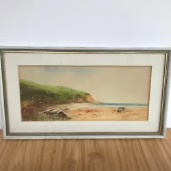 Buy Original Watercolour Landscape Painting Vintage - Rural Beach Scene 45x25cm • 32£