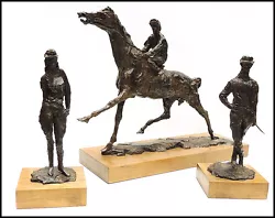Buy LeRoy Neiman Horse Racing Suite Bronze Sculpture Set Signed Large Jockey Statue • 10,178.79£