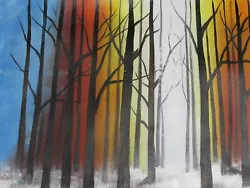 Buy Magical Colourful Forest  Large Oil Painting Canvas Trees Woodes Contemporary • 24.95£