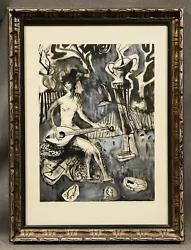 Buy Byron Browne (AMERICAN) Early 20th Century Watercolor Nude Woman With Mandolin • 4,341.48£