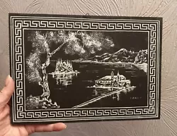 Buy Corfu Hand Painted Picture Painting Black & White On Wood - NEW • 29.50£