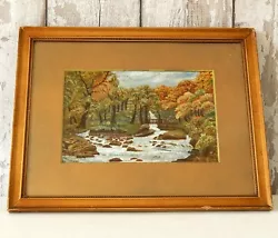 Buy Antique 1917 Oil Painting Signed Folk Art River Landscape G Nowles Gilt Frame #A • 65£