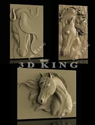 Buy 3 Pcs STL 3D Models HORSE HEAD For CNC Router 3D Printer Engraver Carving Aspire • 2.06£