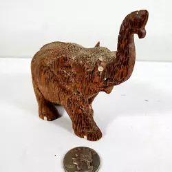 Buy Hand Carved Wooden Elephant Figure 4  Tall X 4  Long Trunk Up For Good Luck • 5.78£