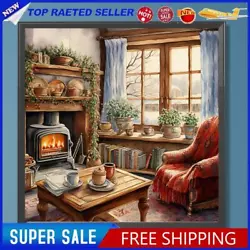 Buy Paint By Numbers Kit On Canvas DIY Oil Art Winter Fireplace Picture Decor40x40cm • 13.32£