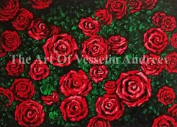 Buy 28x20 Print Of Flower Painting On Canvas Roses Floral Wall Art Red Roses Picture • 85.04£