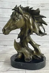 Buy Signed Hotcast Unique Bronze Bust Horse Head Sculpture Figure Marble Base Art NR • 444.25£