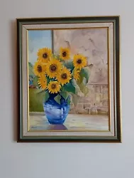 Buy Sunflowers Original Oil Painting By J Moss '95 • 65£