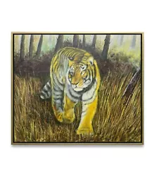 Buy NY Art-Original Oil Painting Of Still-Life Tiger Canvas 20x24 Framed • 176.71£