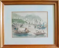 Buy Chi Shing  Hong Kong Habour  Original Small Watercolour. Mid 20th Century • 350£