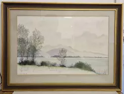 Buy Framed Lake & Mountains Painting By M. McNamara 1981 • 10£